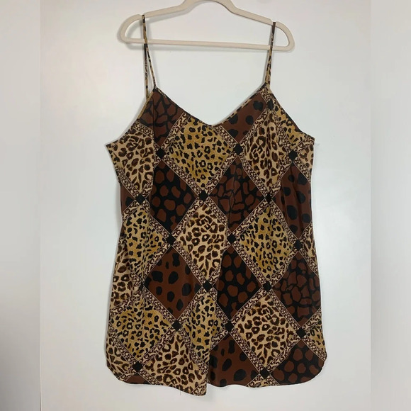 VTG Cougar Animal  Print Intimate Slip Chemise Nightie Style Size 2X? Adjustable - Picture 1 of 10